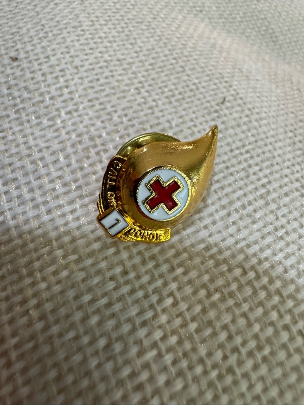 Gold Red Cross Flame Pin - Unbranded